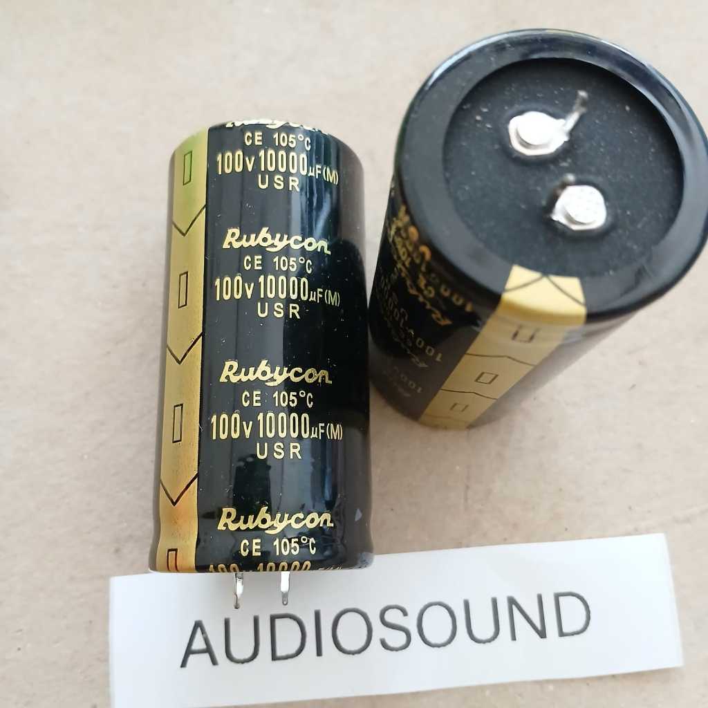 Elko ELCO 100v 10000uf  Rubycon hitam USR  Kapasitor Original isi full elko rubycon hitam emas
