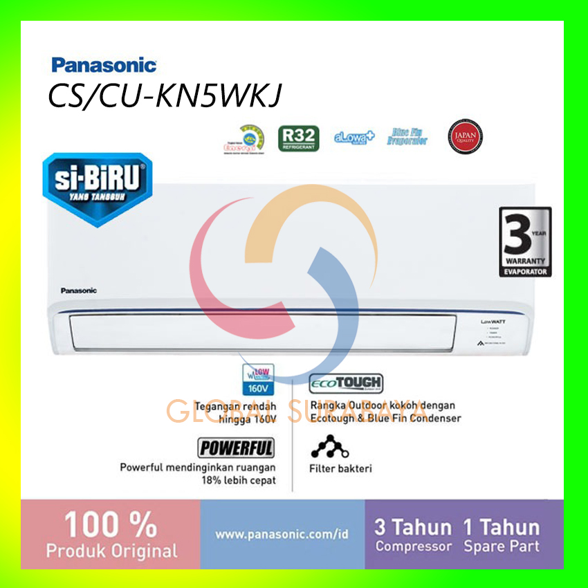 Panasonic AC Wall Mounted Split Standard Low Watt Si-Biru 1/2 PK – CS/CU-KN5WKJ