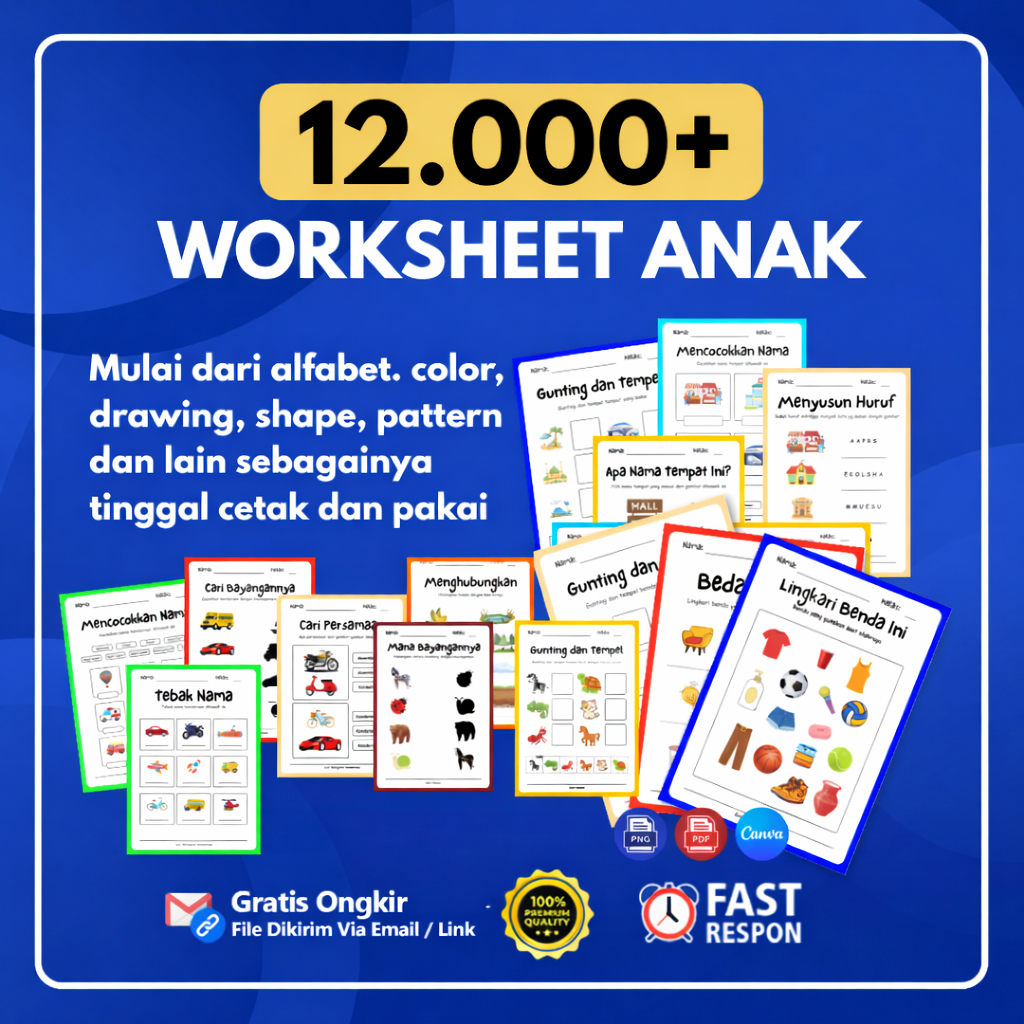 12000+ WORKSHEET ANAK LENGKAP mewarnai menghitung membaca menulis nak belajar