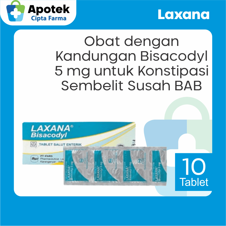 Laxana 10 Tablet Bisacodyl 5 mg Obat Konstipasi Sembelit Susah Buang Air Besar