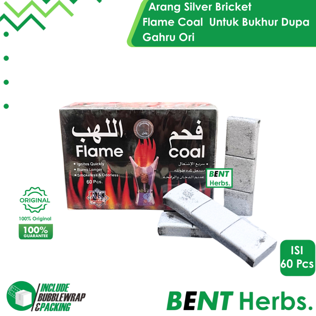 Arang Flame Coal ISI 60 Pcs Areng Silver Untuk Bukhur Dupa Gahru Buhur Briket Original Murah Berkual