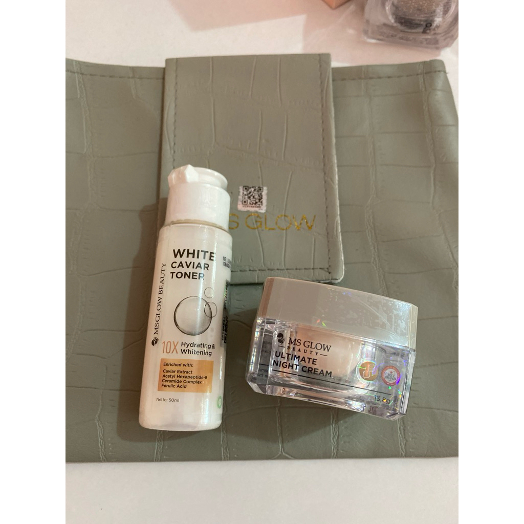TONER GLOWING MS GLOW + ULTIMATE NIGHT CREAM MS GLOW