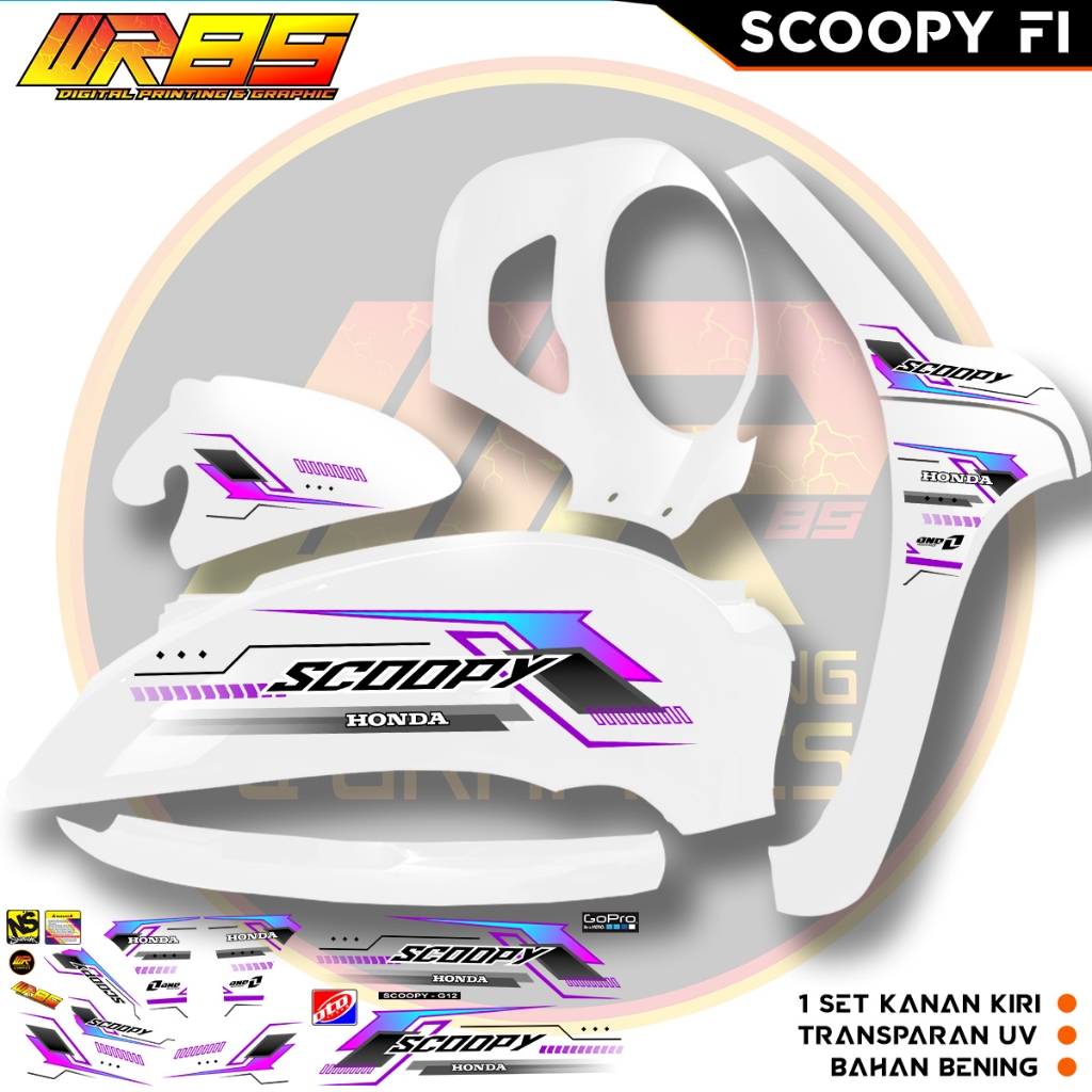 Striping Scoopy Fi Variasi Simple Bahan Bening Sticker Scoopy Fi Transparan