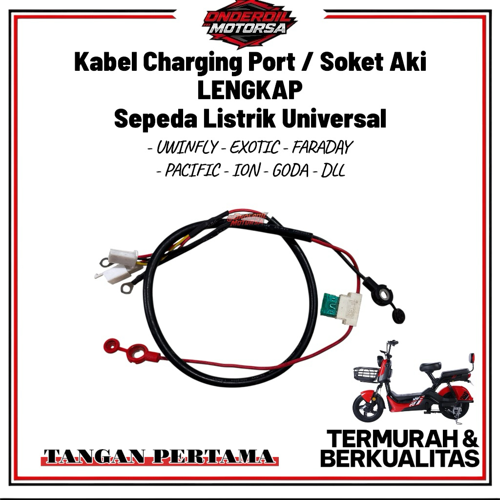 (TERMURAH) Kabel Charging Port / Soket Aki Sepeda Listrik Uwinfly Selis Pacific Exotic United Farada