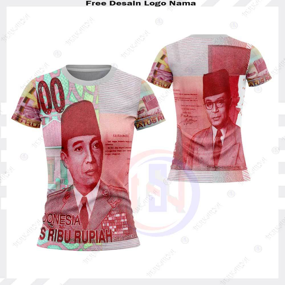 Kaos Jersey Uang 100 Ribu / Kaos Wanita Baju Uang / Kaos Uang 100 Ribu Fullprint