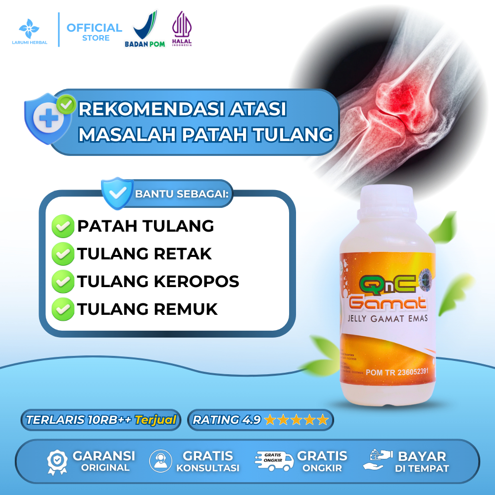 Obat Patah Tulang, Tulang Retak, Tulang Remuk, Tulang Keropos QnC Jelly Gamat 100% Herbal