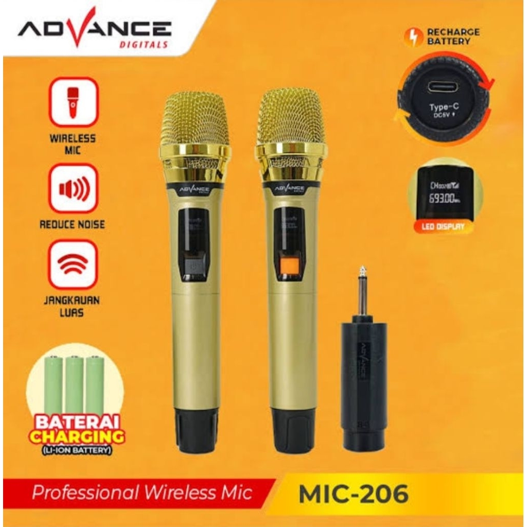 MIC ADVANCE WIRELESS TIPE-206 TANPA KABEL KUALITAS BAGUS