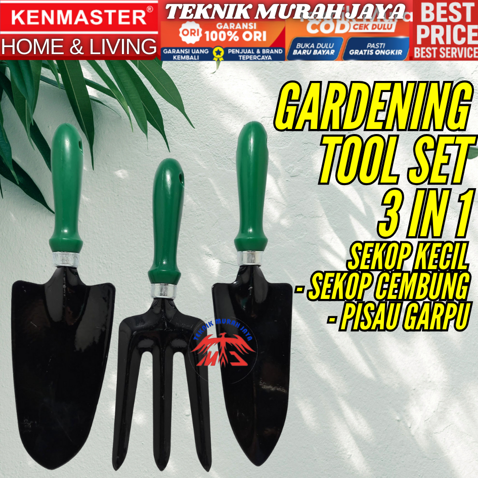 KENMASTER GARD016 Garden Tools Isi 3pcs 1 Set Paket Hemat 3 in 1 Alat Kebun 3 Pcs Sekop Kecil Sekop 