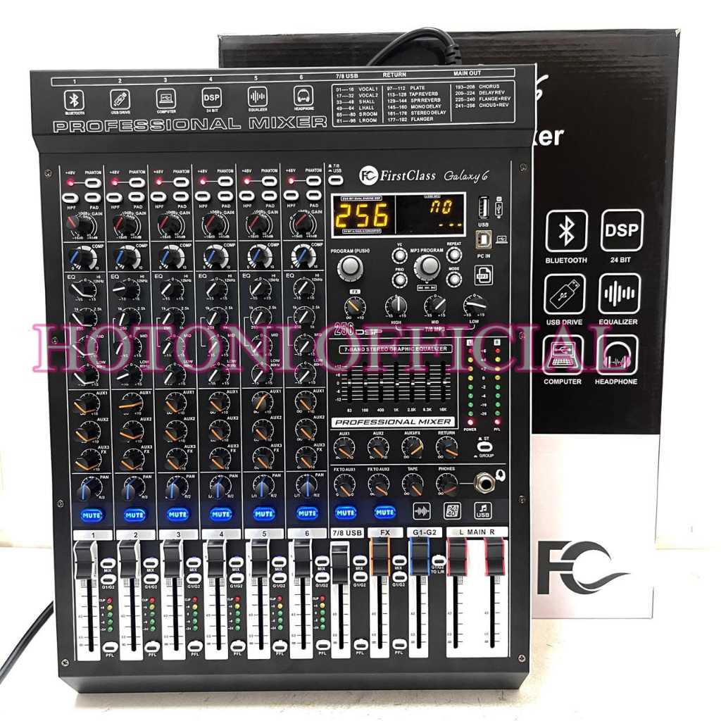Mixer Audio FirstClass Galaxy 6 8Channel Original Profesional Micer DSP 256 Phantom 48V Bluetooth US