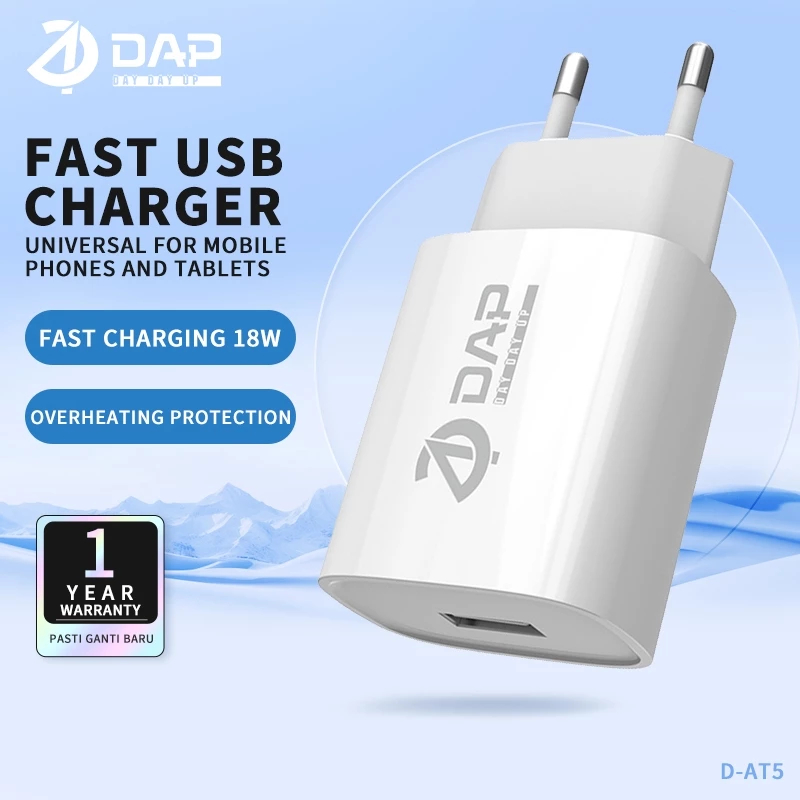 (ECERAN 1PCS) Adaptor Charger DAP D-AT5 1USB 2.4A Batok Charger DAP Kepala Casan D-AT5 ORIGINAL