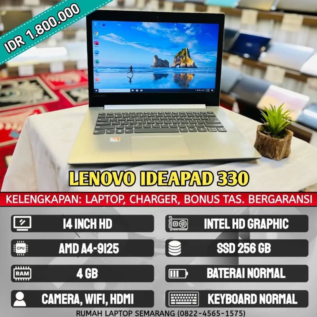 Laptop Lenovo Ideapad 330 (second). AMD A4-9125. RAM 4 GB. SSD 256 GB