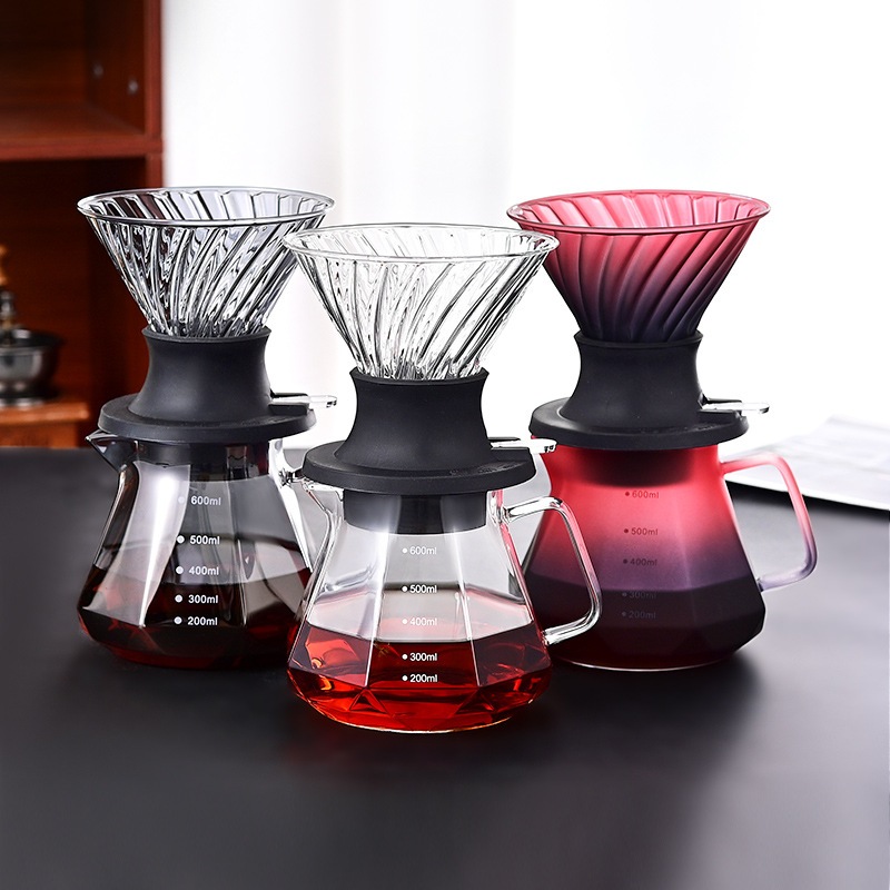 Coffee Dripper Kopi v60-Alat Kopi v60 Dripper Set Cangkir Filter Pintar-Bisa Direndam Kaca Pot berba