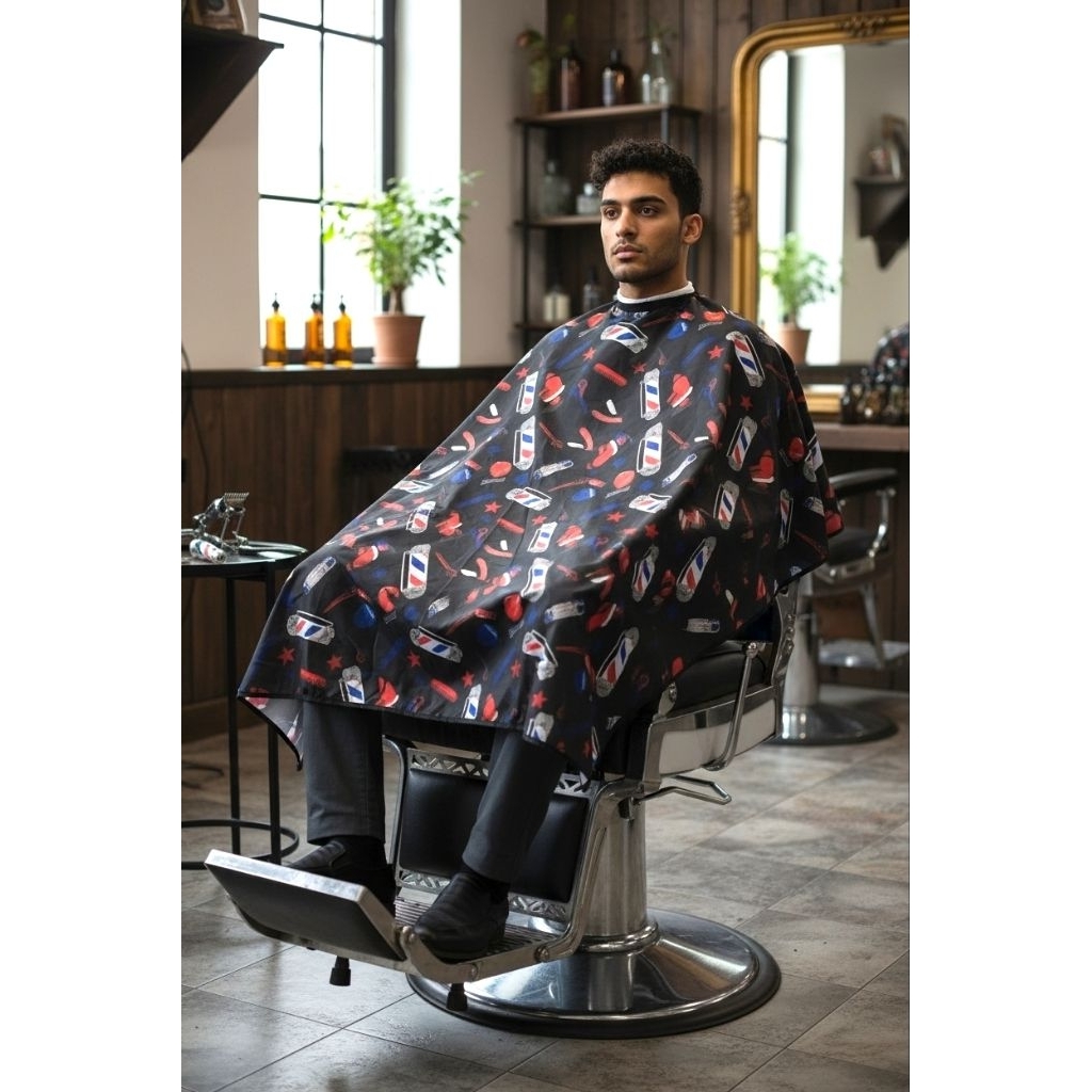 Kain Cukur Rambut Dewasa Motif Barber Equipment Kep Cape Kip