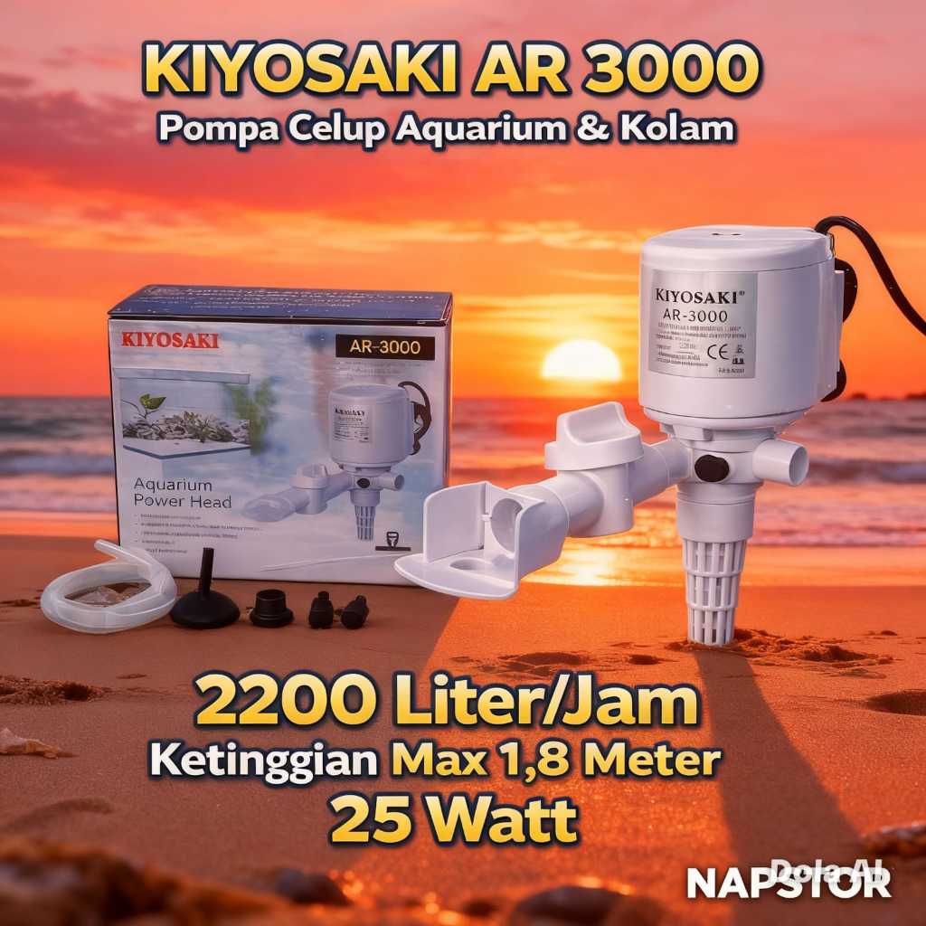 KIYOSAKI AR 3000 POWER HEAD Mesin Pompa Celup Filter Aquarium Aquascape Air Terjun Kolam Ikan Gelemb