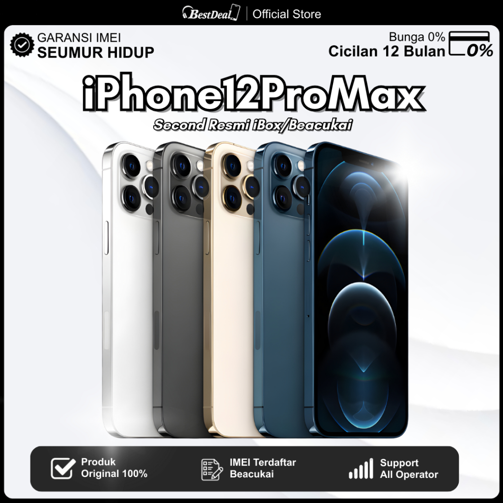 iPhone 12 Pro Max 128GB 256GB iBox Secondhand Normal Full set Original 100% ex internasional Apple