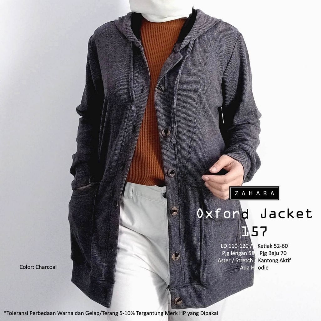 Jaket Outer Hoodie Simple Casual Fashion Wanita Bahan Aster Kode Oxford Jacket Ori Brand ZAHARA - Sm