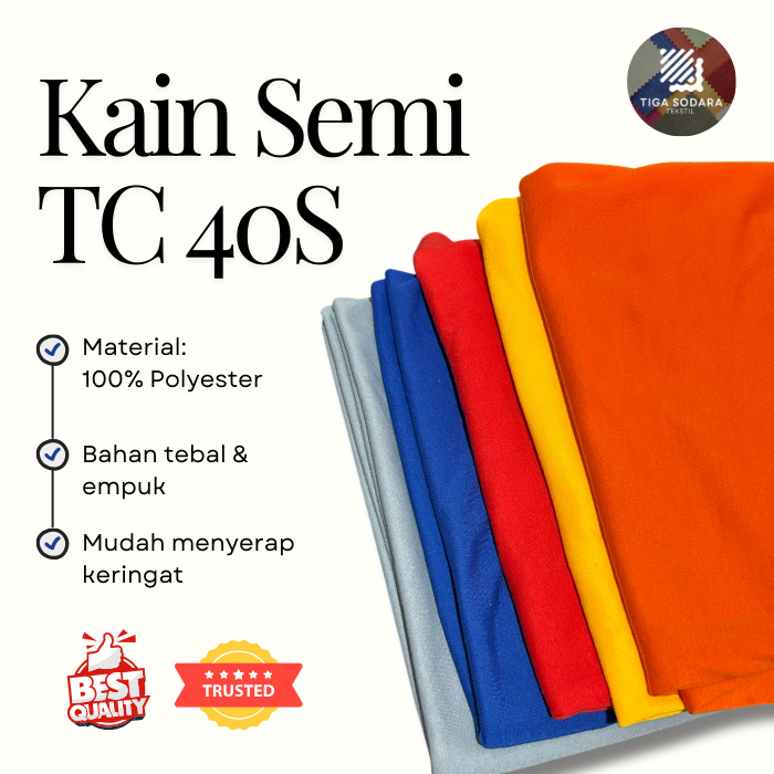 KAIN SEMI TC KILOAN 40S / KAIN SEMITC POLOS