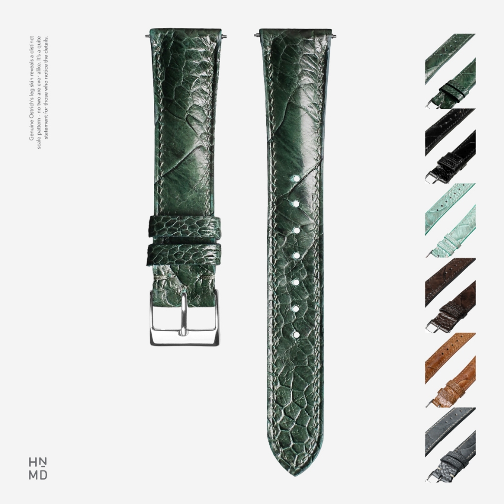 Half Padded Leg Ostrich  Leather Watch Strap Tali jam Kulit