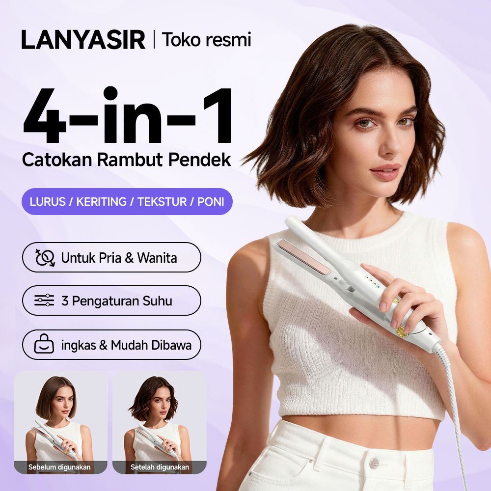 MANGOMAN Catok Rambut Korea 2 in 1 Pria Wanita A230 | Pelurus Pengeriting Ion Mini Portabel Anti Ker