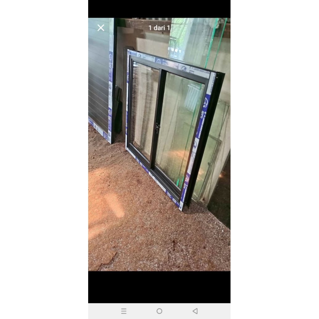 kusen jendela aluminium sleding ukuran T60X120ferrPackingkayu
