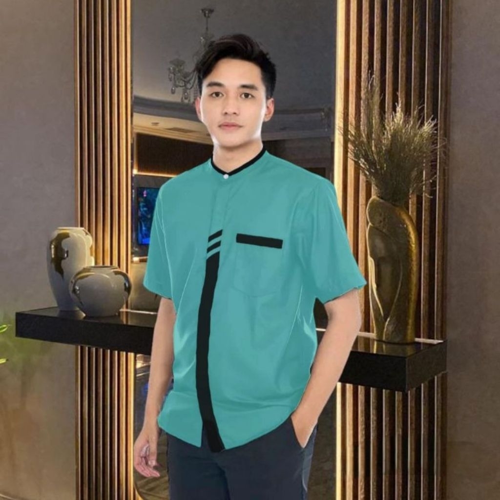 AHAD - BAJU KOKO KURTA LENGAN PENDEK KATUN TOYOBO M L XL XXL 3XL JUMBO AYAH BAPAK MUSLIM LEBARAN SER