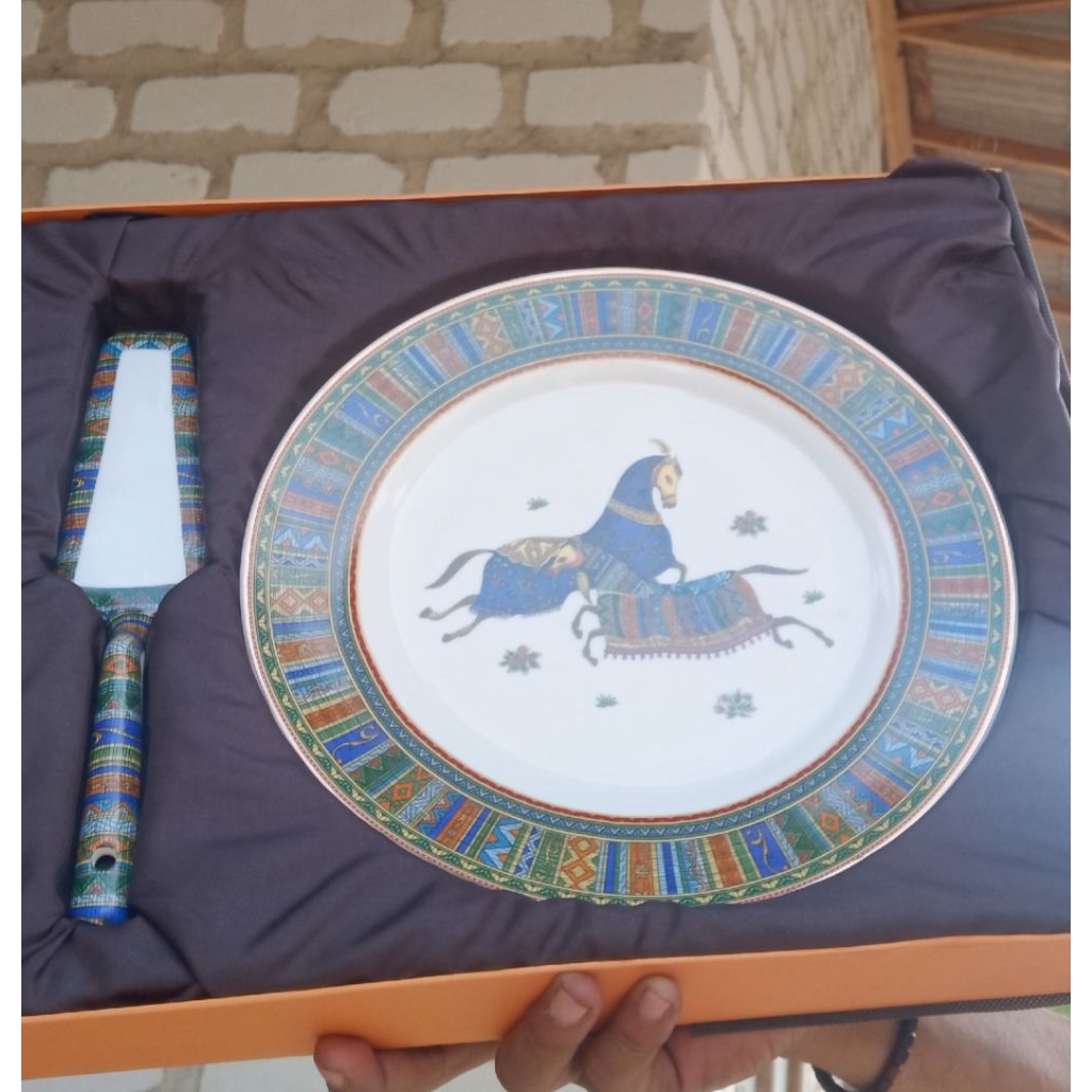 vintage 1set piring & centong keramik