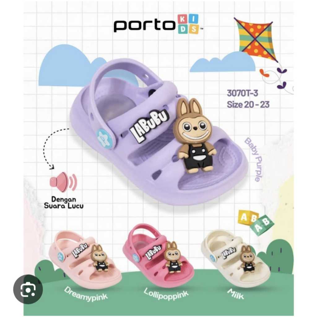 PORTO Sepatu Sendal Anak Balita Karet Tali Belakang Bunyi Citcit 20-23 3070T 3 4