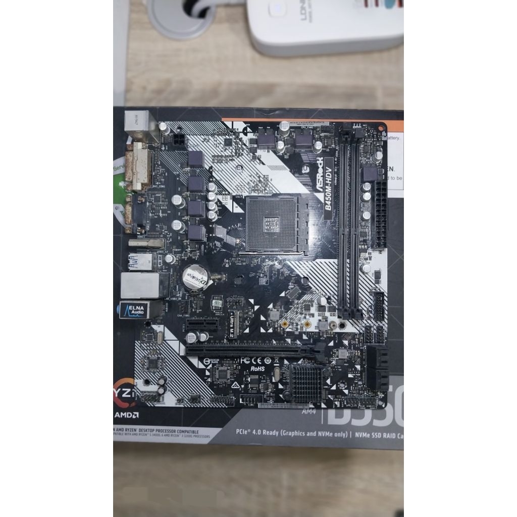 Motherboard ASRock B450M-HDV R4.0 bekas rusak
