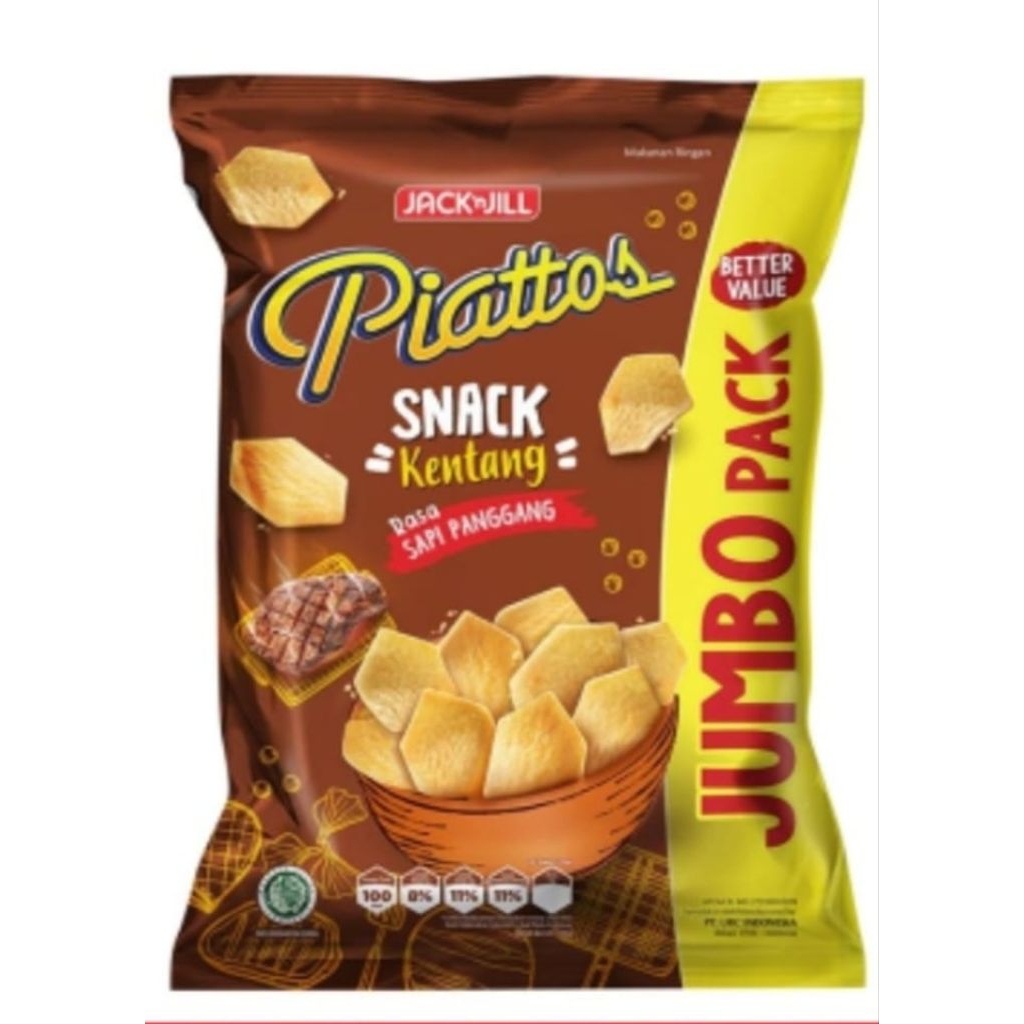 PIATTOS/Snack kentang rasa sapi panggang jumbo pack