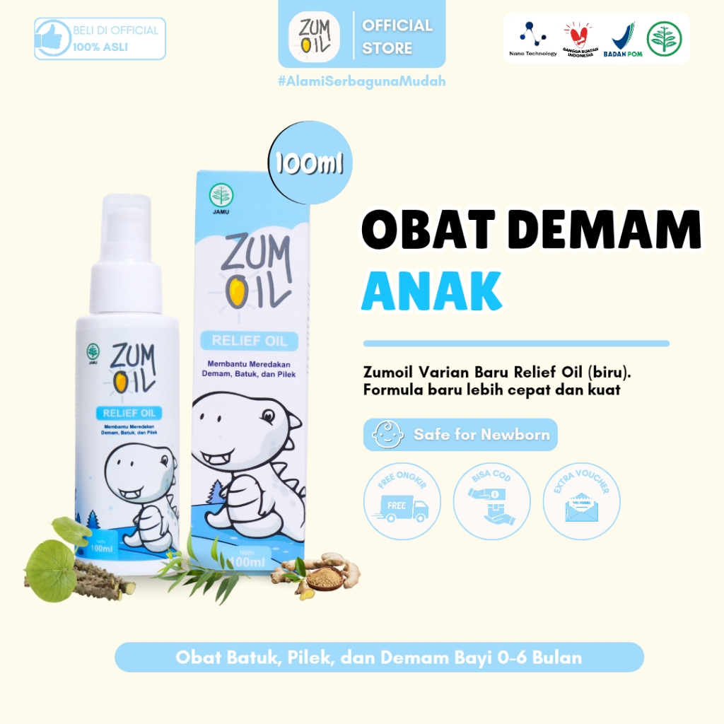 Zumoil Relief Oil (Biru) - Obat Batuk, Pilek, dan Demam Bayi 0–6 bulan