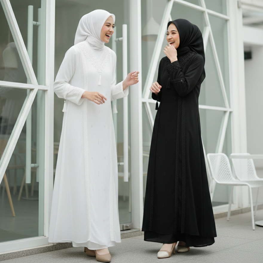 Gamis Abaya Hitam Turkey Gamis Wanita Muslimah Wolpeach Kombinasi Cerutty Renda Payet Madani