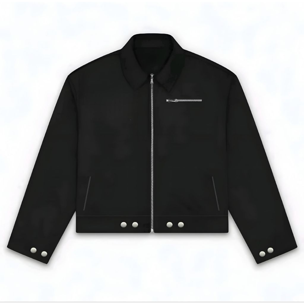 Work Jaket Crop Pria Jaket Crop Boxy Unisex Polos Hitam Premium