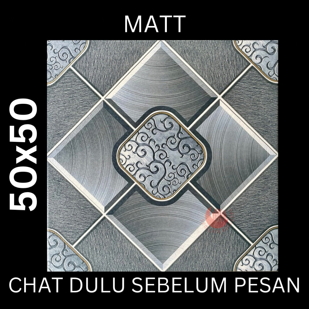 KERAMIK 40x40 ENDERSON GREY / KERAMIK LANTAI / KERAMIK KASAR / MOTIF BUNGA