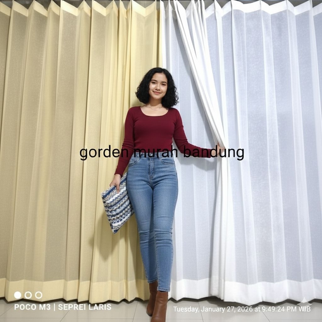 Gorden Vitrase Polos Transparan Gorden Siang Gorden Polos Salju Putih dan Cream