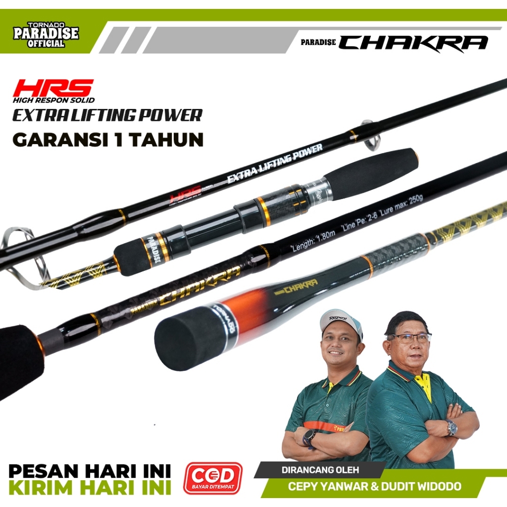 Tornado Joran Pancing Paradise Chakra Jigging Mancing Dasaran Laut | PE 2-6 180Cm Butt Joint Carbon 
