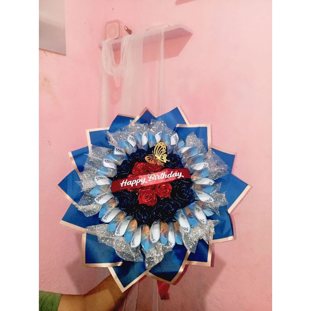 Buket bunga satin/uang mainan/ukuran besar