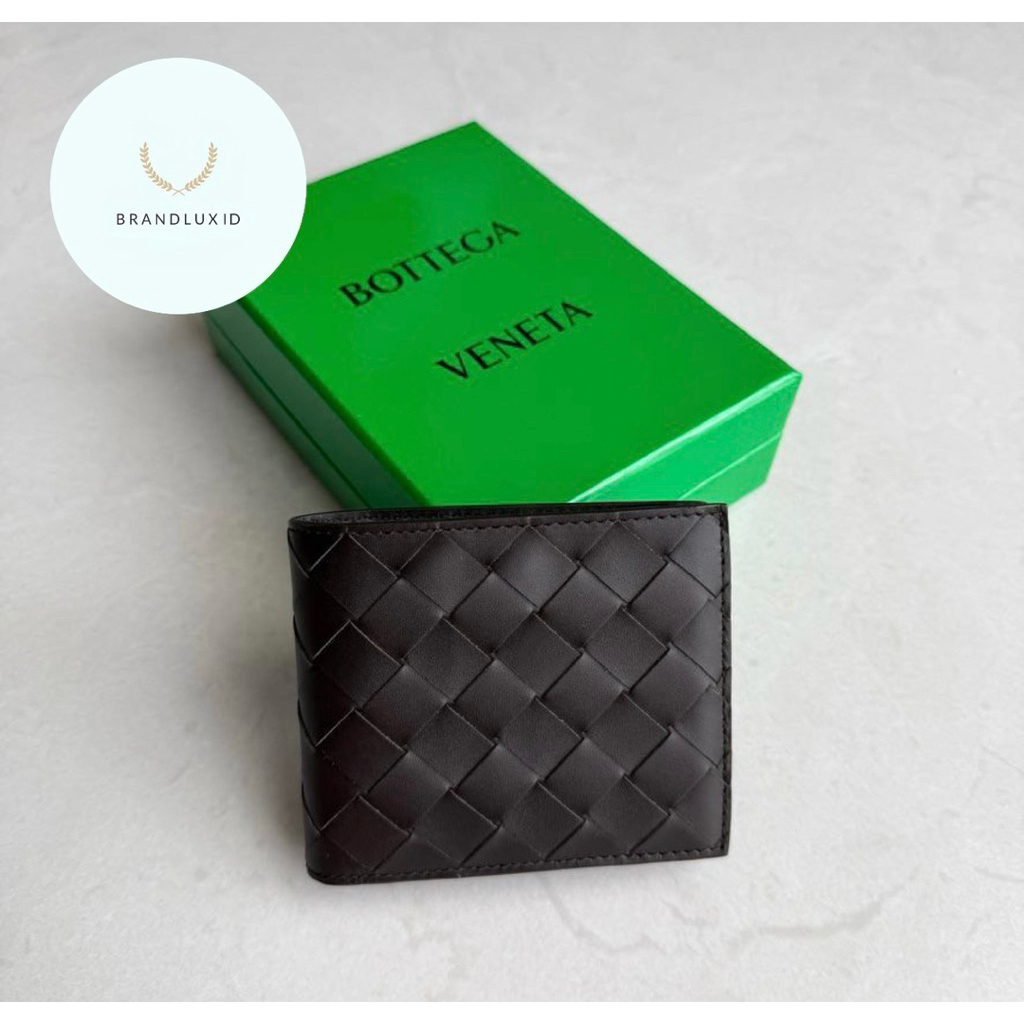 Bottega veneta intrecciato coin purse bifold wallet in fondant