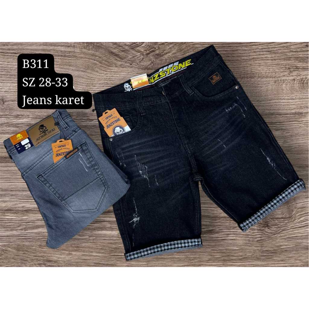 Celana Pendek Pria bahan jeans dan karet