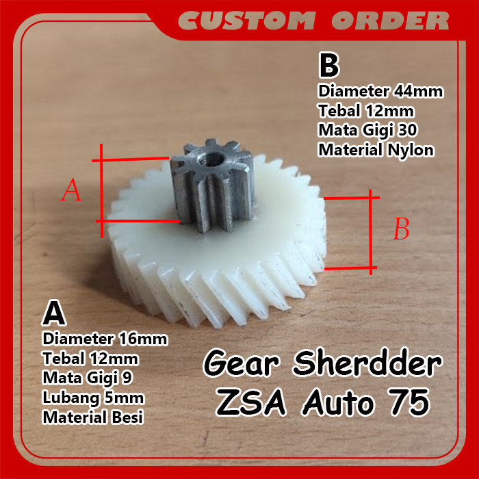 Gear Penghancur Kertas Document shredder ZSA Auto 75, Gear Roda Gigi Lurus Susun 9 Mata Dan 36 Mata 