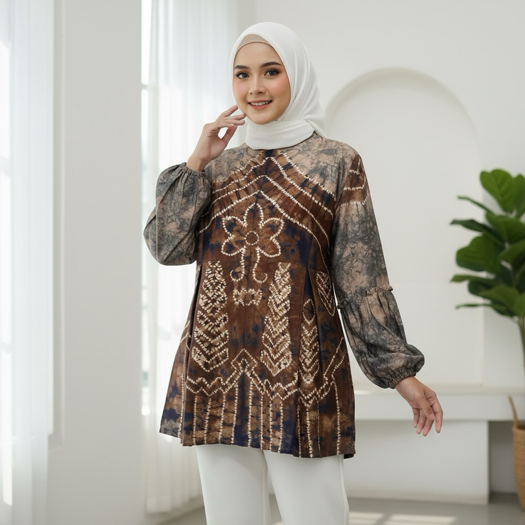 ATASAN BLOUSE KEMEJA WANITA MOTIF SASIRANGAN 0098