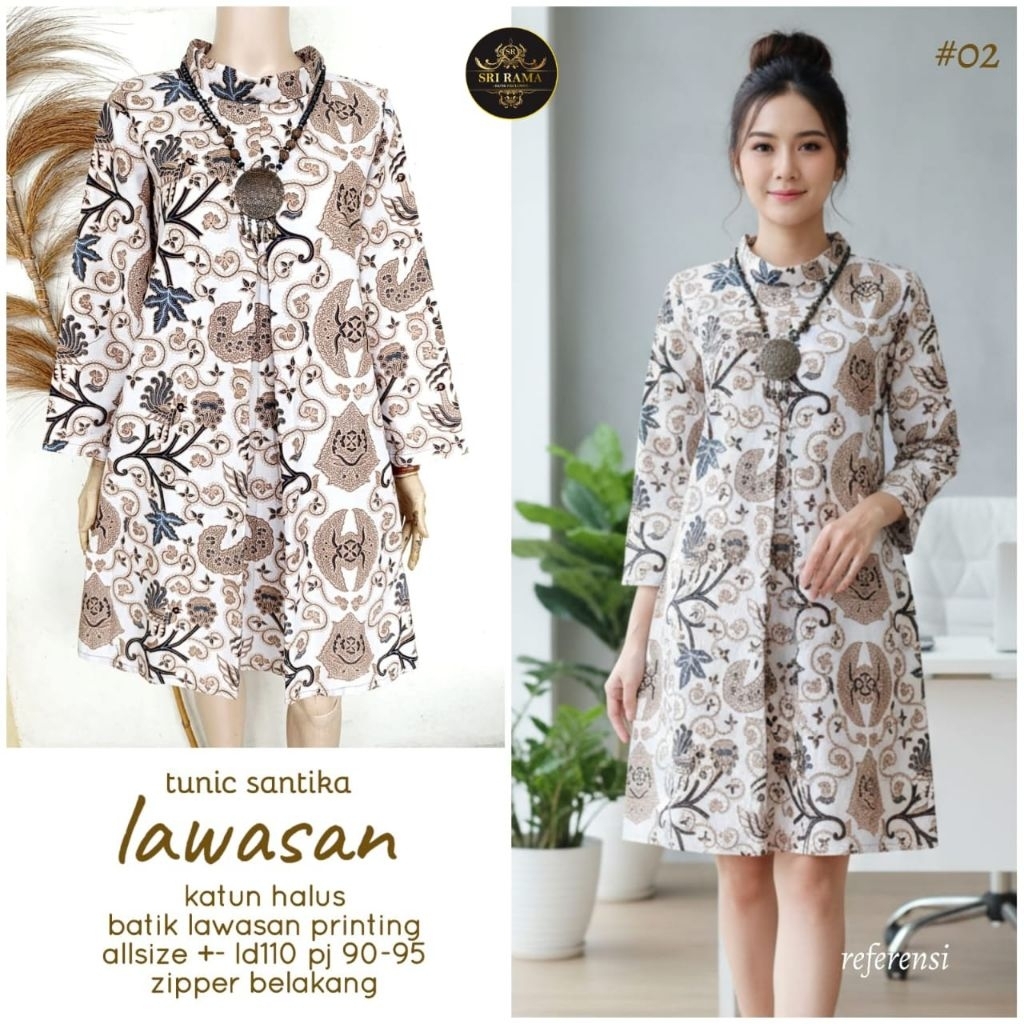 TUNIK SANTIKA LAWASAN KAFTAN BATIK PARIS PREMIUM SARASWATI TUNIK BY BATIK KULO TUNIK BATIK PRIMISMA 