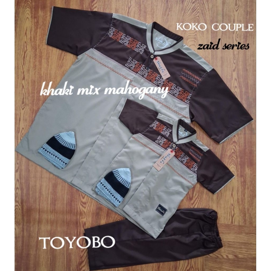 Shazfa - Baju Koko Couple Ayah dan Anak Motif Bordir Lengan Pendek 2026