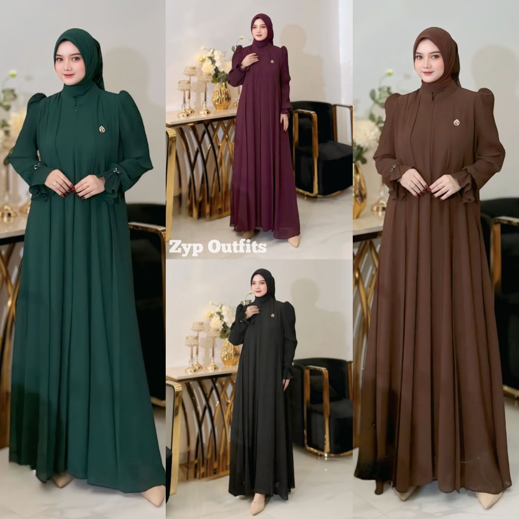 ZYP OUTFITS ARIANA DRESS GAMIS LEBARAN CERUTY BABYDOLL PLISKIT BUSUI FRIENDLY ELEGANT MAHOGANY