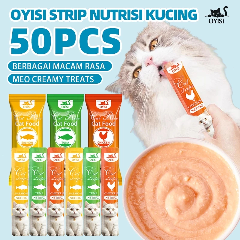 Snack Kucing 50 Pcs Cat Strip Kucing Ayam Halal Certified Makanan Kucing Harga Termurah Diskon Basah