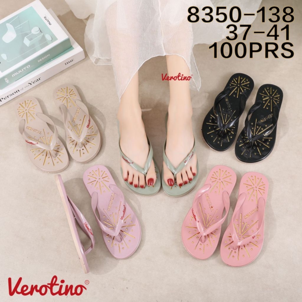 VEROTINO Sandal Wanita Motif Lucu Bahan Jelly Sendal Jepit perempuan Dewasa Sehari Hari Murah