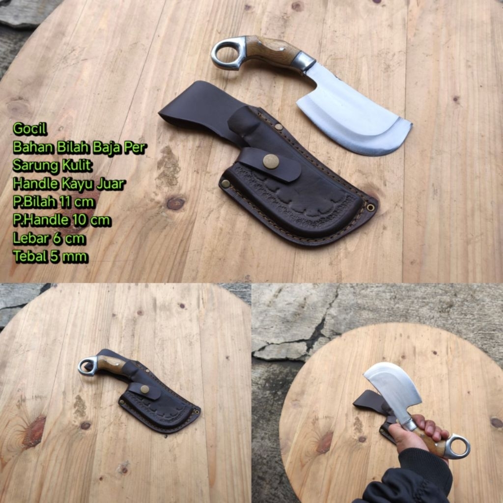 aneka ragam pisau | GOLOK kecil gocil sarung kulit dan kayu siap pakai