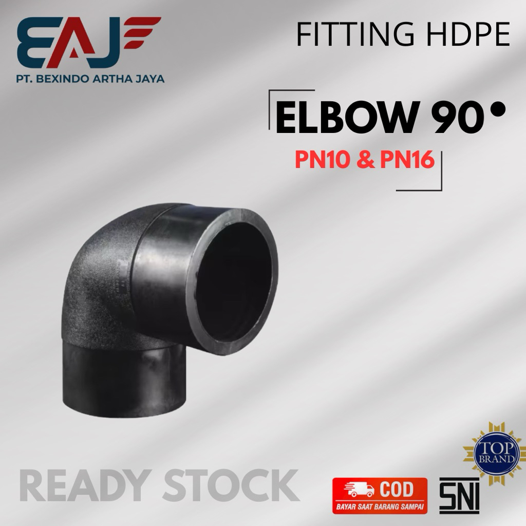 Elbow Pipa Hdpe 90* Ukuran 16 Inch 400 mm PN  10 dan PN 16 | Elbow Fitting Pipa Hdpe Distributor Res