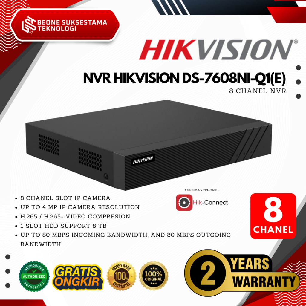 DS-7608NI-Q1(E) NEW - HIKVISION NVR 8 Chanel 7600 New Series