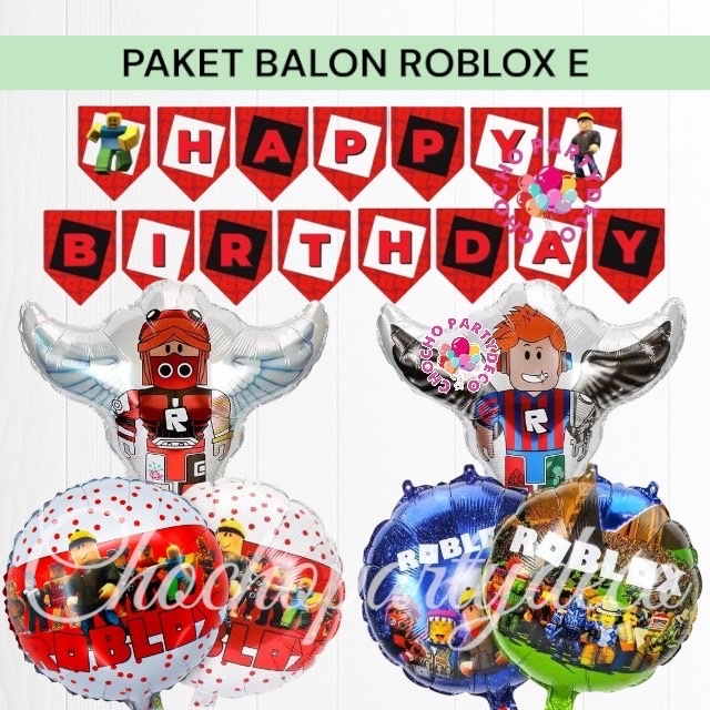 Paket Balon ROBLOX E / Dekorasi Ulang Tahun Roblox / Balon Foil Roblox