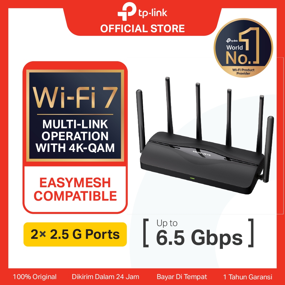 TP Link | Mercusys MR37BE BE6500 Dual-Band Wi-Fi 7 Router